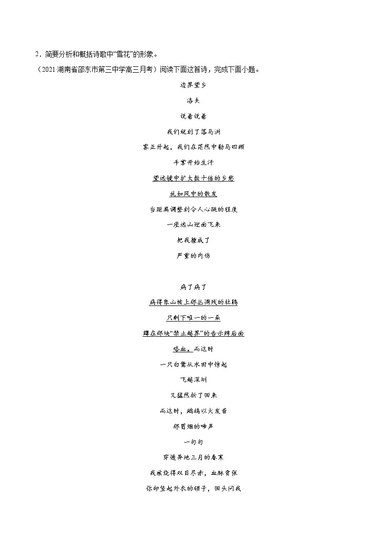 专题06 现代诗歌阅读(原卷版)第2页