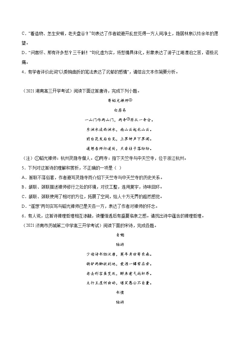 专题05 古代诗歌阅读(一)(原卷版)第2页