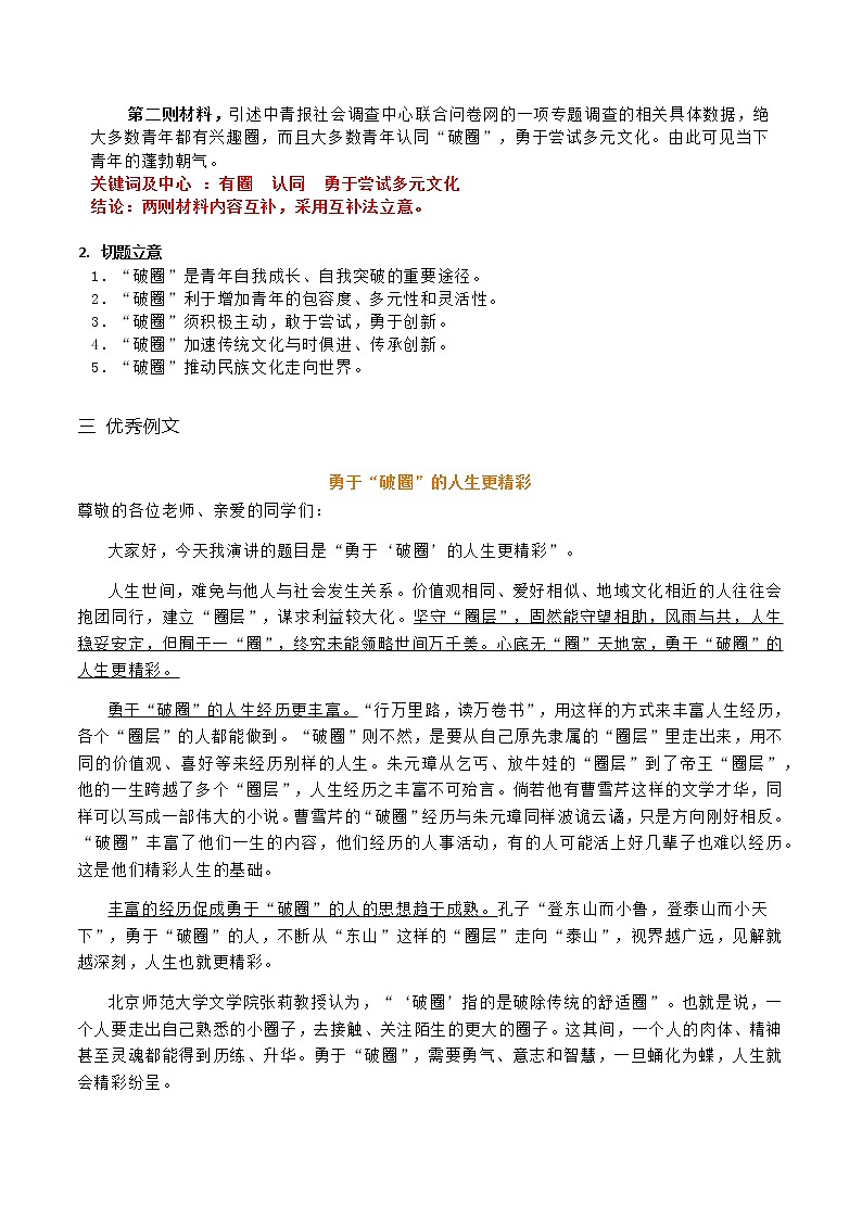 勇于“破圈”,传承创新-备战2022年高考语文作文考前必备素材与范文 课件02