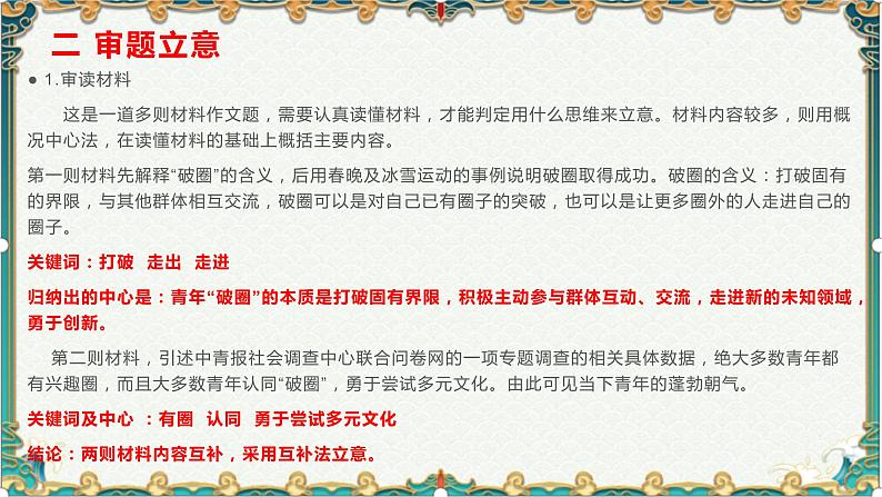 勇于“破圈”,传承创新-备战2022年高考语文作文考前必备素材与范文 课件03