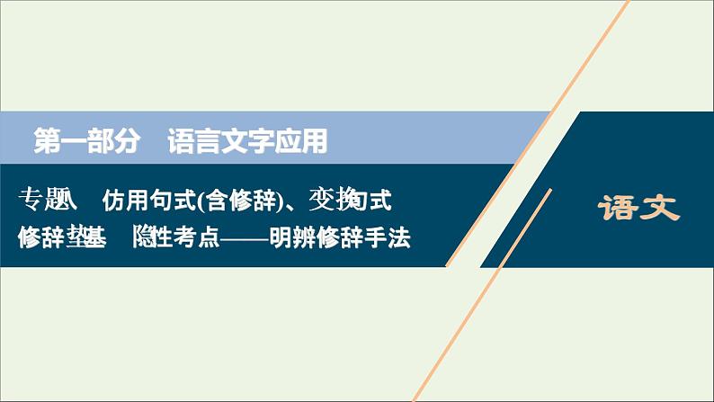 高考语文二轮复习专题八仿用句式含修辞变换句式2修辞垫基隐性考点__明辨修辞手法课件第1页