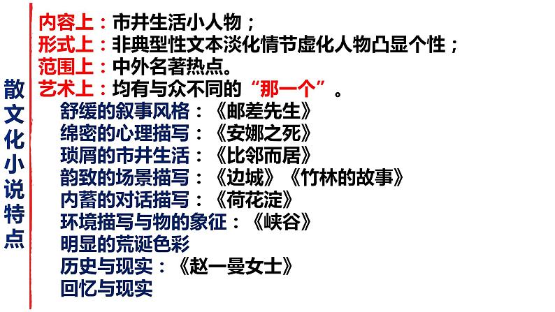 专题01 诗化小说专题复习整体课件-2022高考语文小说阅读热点题材详解与特训06