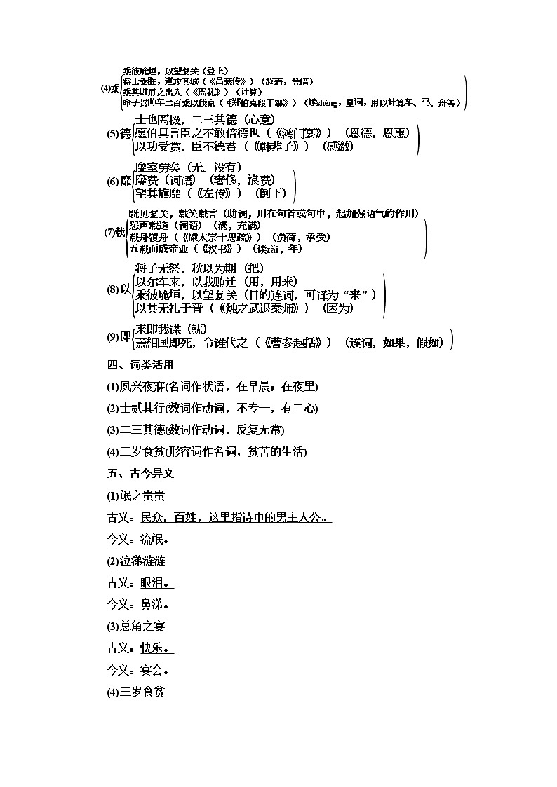 人教统编版高中语文选修性必修下册1. 1 氓 离骚(节选) 讲义 (含详解)02