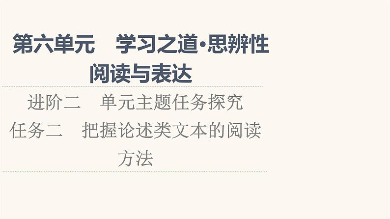 人教统编版高中语文必修上册第6单元学习之道思辨性阅读与表达进阶2任务2把握论述类文本的阅读方法课件第1页
