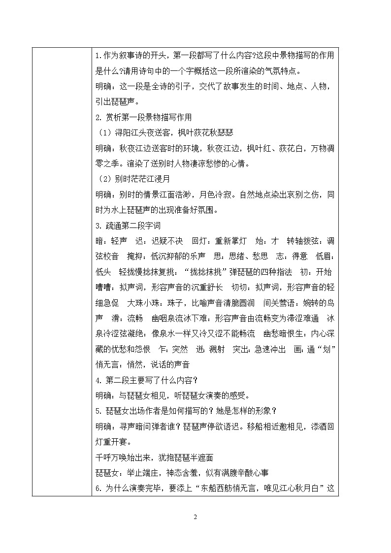 第三单元第八节《琵琶行》第二课时教案第2页