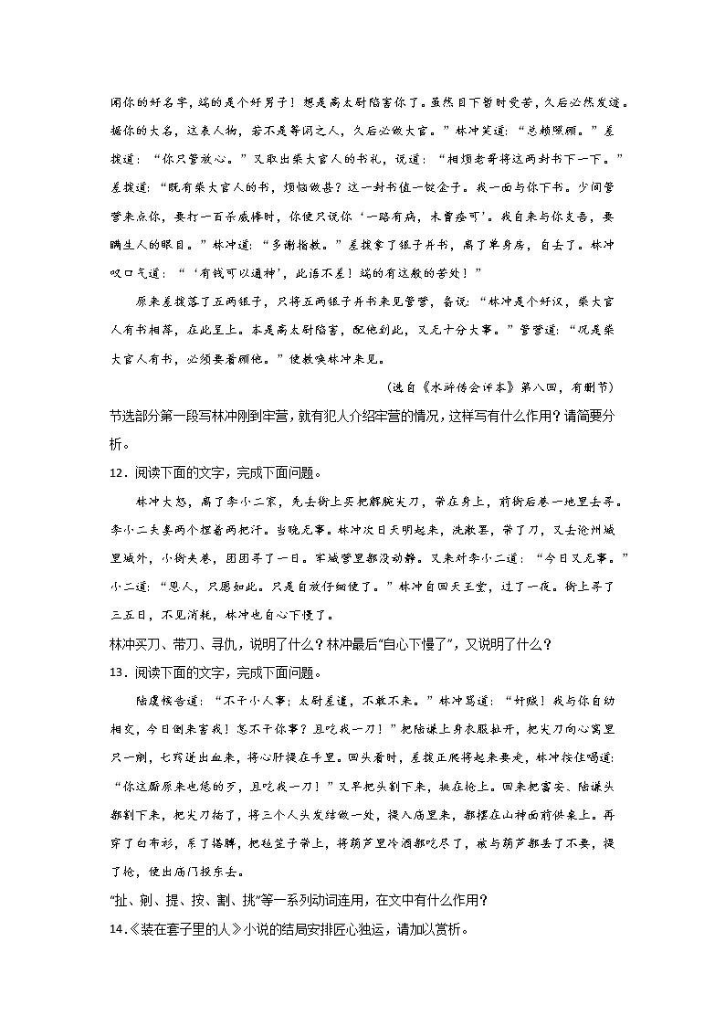 13.1《林教头风雪山神庙》同步练习 2021-2022学年统编版高中语文必修下册(含答案)第3页