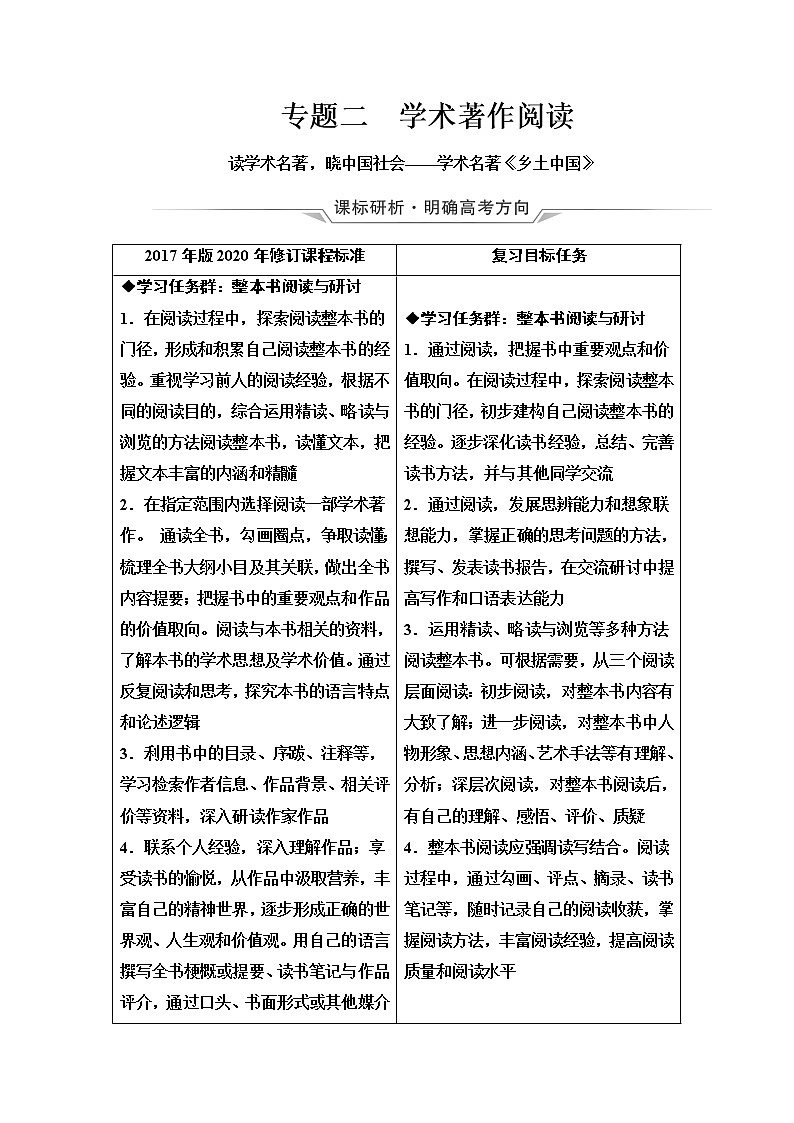 人教版高考语文二轮总复习第5部分专题2学术著作阅读课时学案第1页