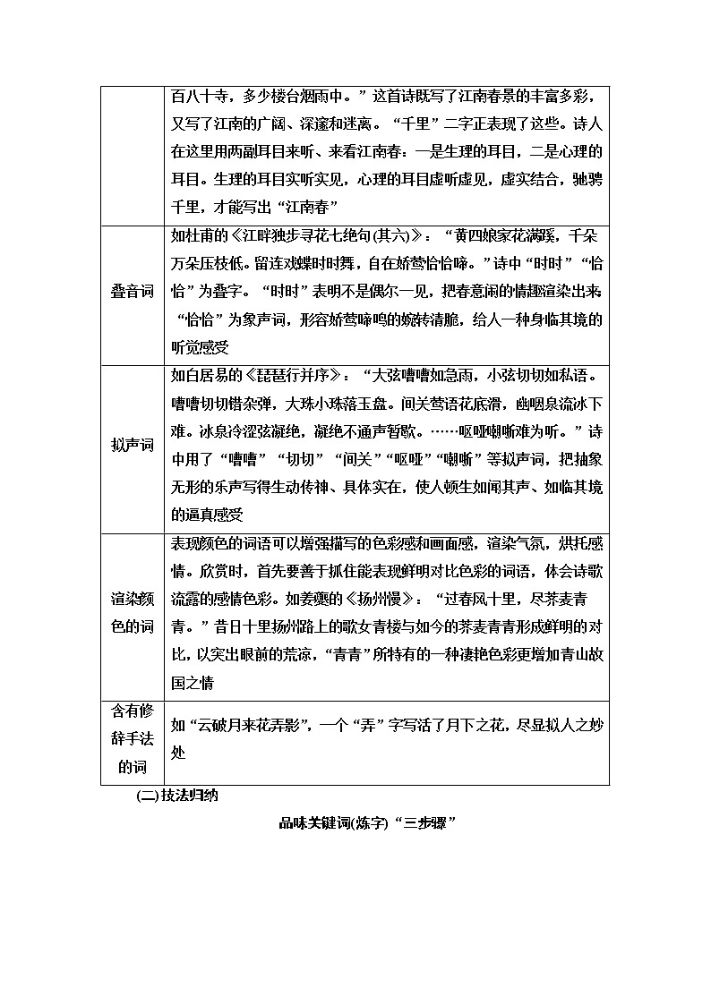 人教版高考语文二轮总复习第3部分专题2第3讲用心解字词,不负吟安苦——鉴赏古代诗歌语言课时学案第2页