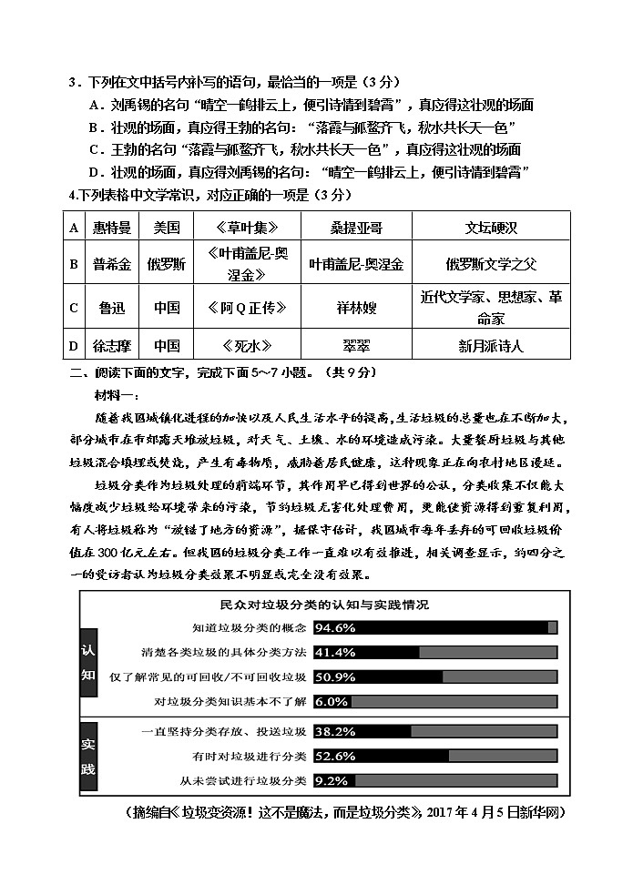 2021天津市六校高二下学期期中联考语文试题含答案第2页