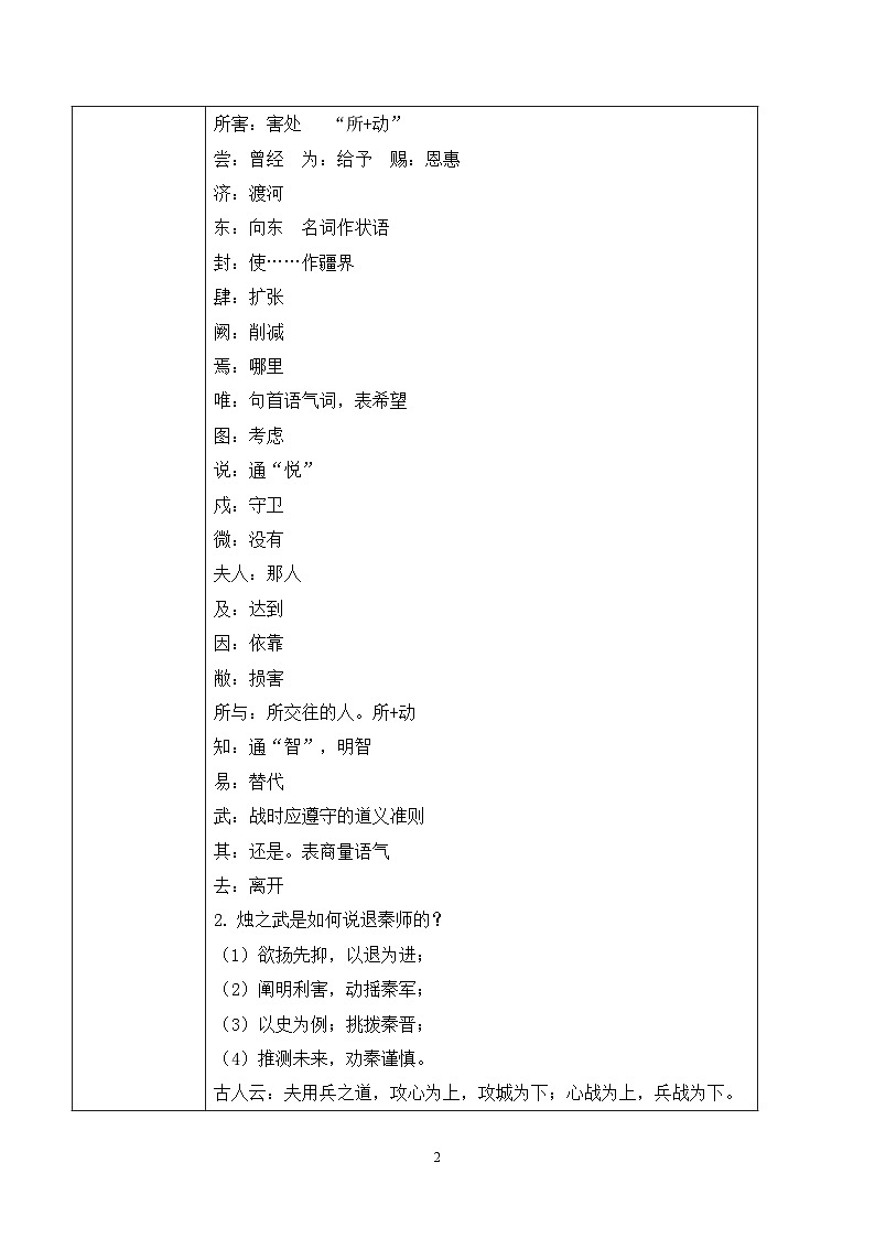 第一单元第九节《烛之武退秦师》第二课时课件+教案02