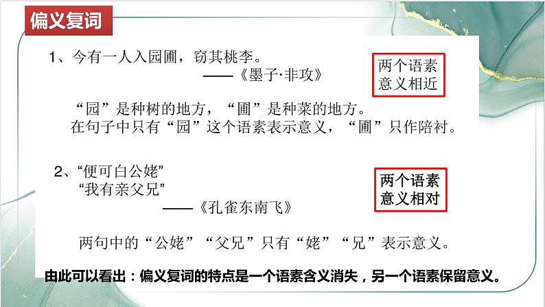 2023届高考文言文专题复习:同义复词与偏义复词 课件第4页