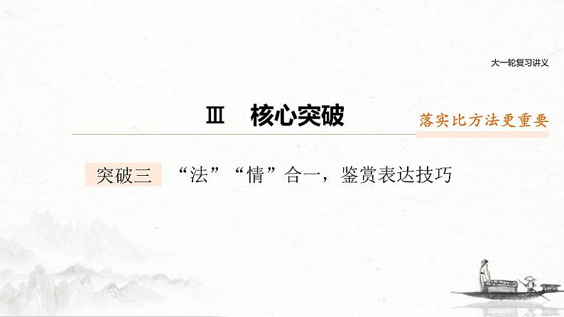 (全国版)高考语文一轮复习课件第2部分 专题11 Ⅲ 核心突破 突破三 “法”“情”合一,鉴赏表达技巧 (含详解)第1页