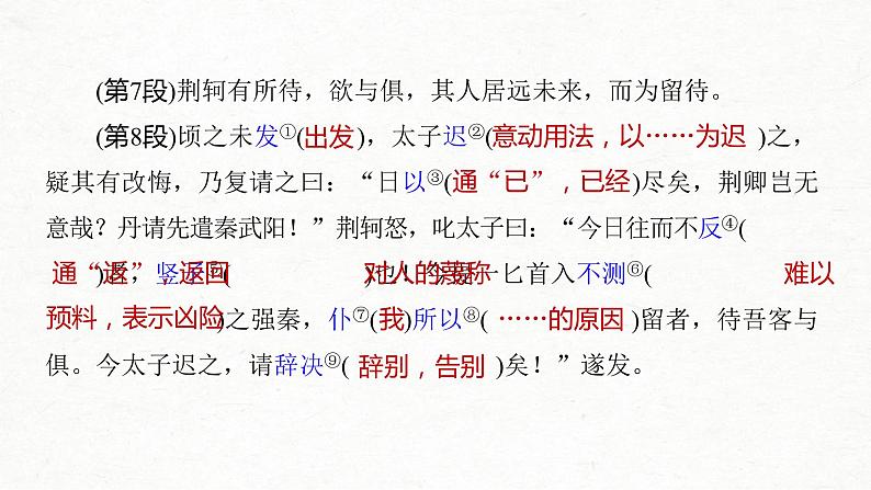 (全国版)高考语文一轮复习课件第5部分 教学文言文点线面 必修1 课文2 荆轲刺秦王 (含详解)第6页
