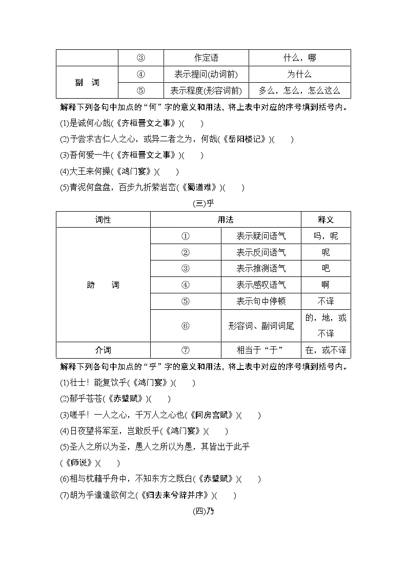 (全国版)高考语文一轮复习知识清单七 《考纲》要求掌握的18个文言虚词第2页