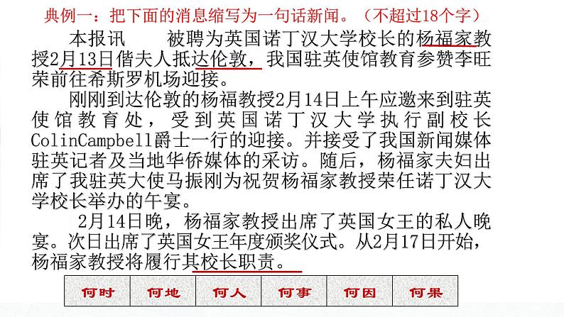 2023届高考语文复习:新闻类压缩语段解题方法 课件第8页