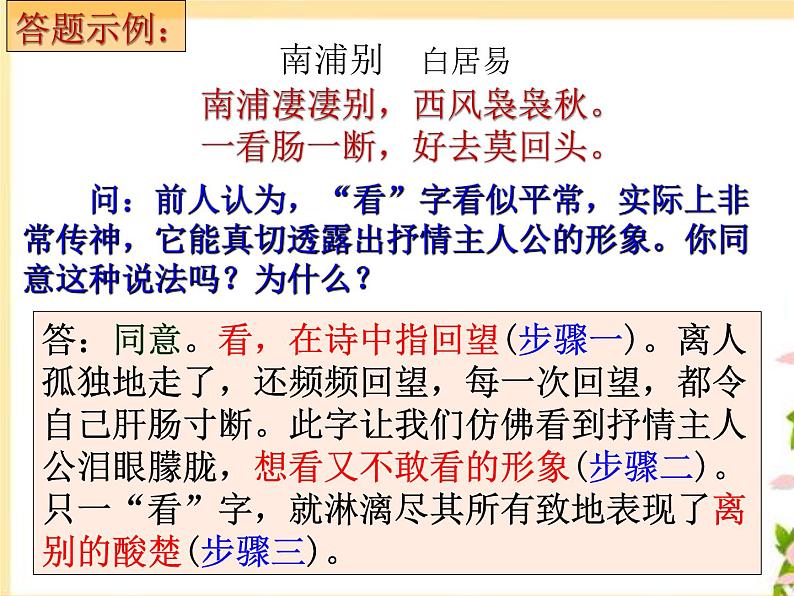 2023届高考专题复习:诗歌鉴赏之鉴赏诗歌的语言 课件06