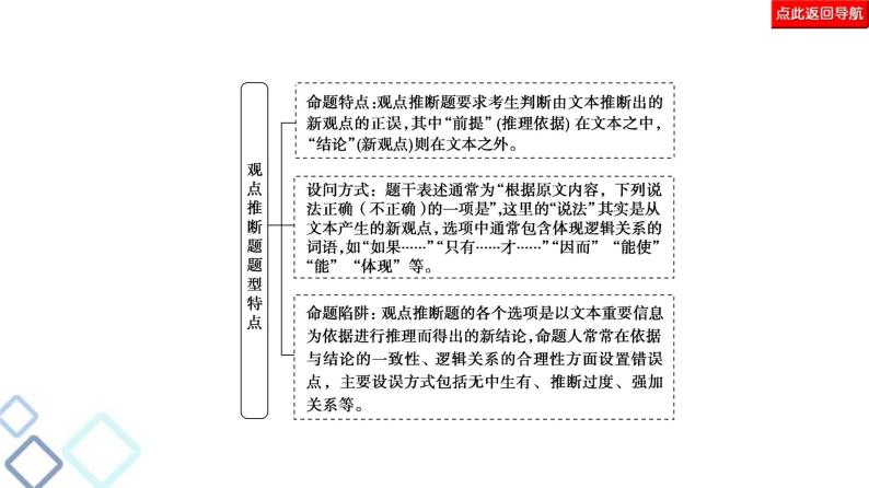 高考语文二轮强化复习任务群1任务3《观点推断题——选项看逻辑，文内找依据》课件(含详解)03