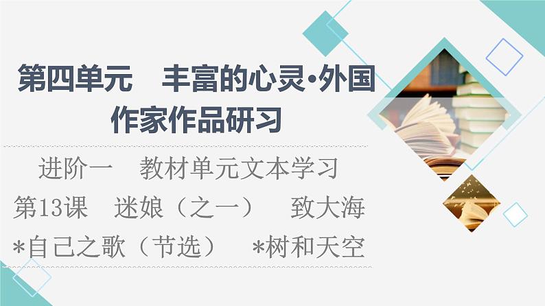 人教统编版高中语文选择性必修中册第4单元进阶1第13课篇目3、4自己之歌(节选)树和天空课件第1页