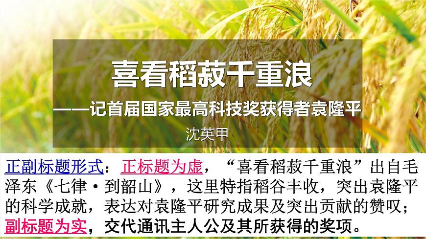 4《喜看稻菽千重浪》《心有一團(tuán)火，溫暖眾人心》課件2022-2023學(xué)年統(tǒng)編版高中語(yǔ)文必修上冊(cè)第2頁(yè)