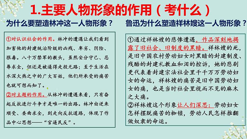 2023届高考语文复习:分析人物形象(或物象)的作用 课件04