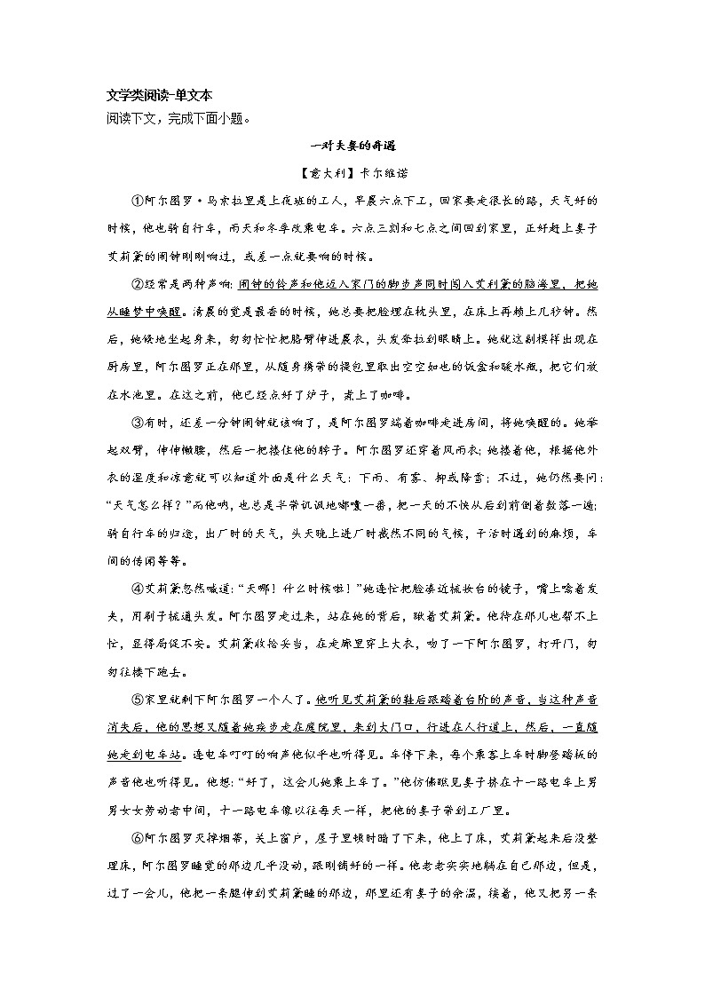 上海高考语文文学类文本阅读训练题第1页
