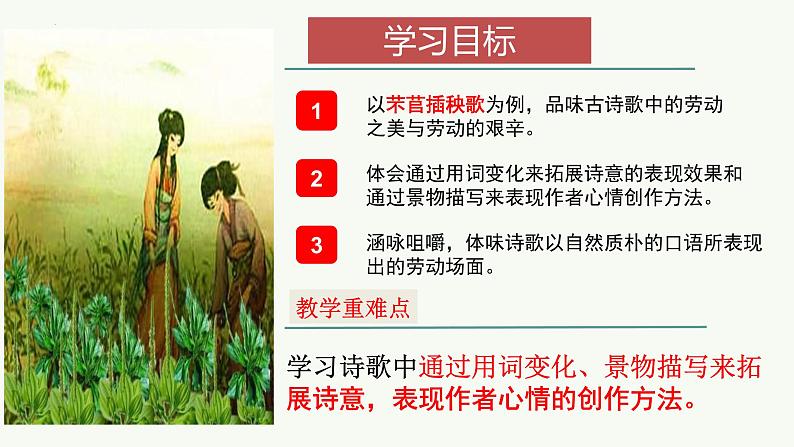2022-2023学年部编版高中语文必修上册6《芣苢》《插秧歌》联读 课件03