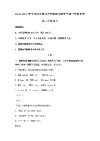 2022-2023学年北京市北京师大附属实验中学高二上学期期中语文试题含解析