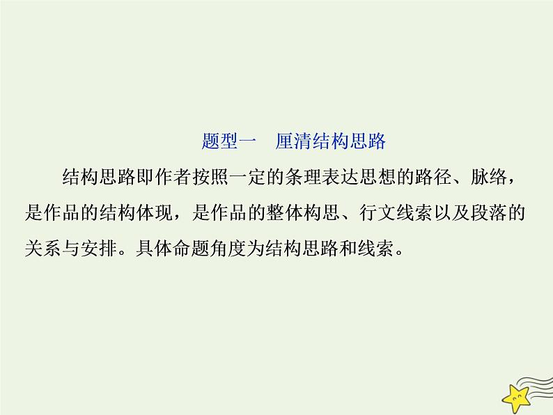 新高考语文2020高考语文大一轮复习第一部分专题四文学类文本阅读之散文1高考命题点一厘清结构思路分析句段作用__纵向横向两思维内容形式两角度课件 226第4页