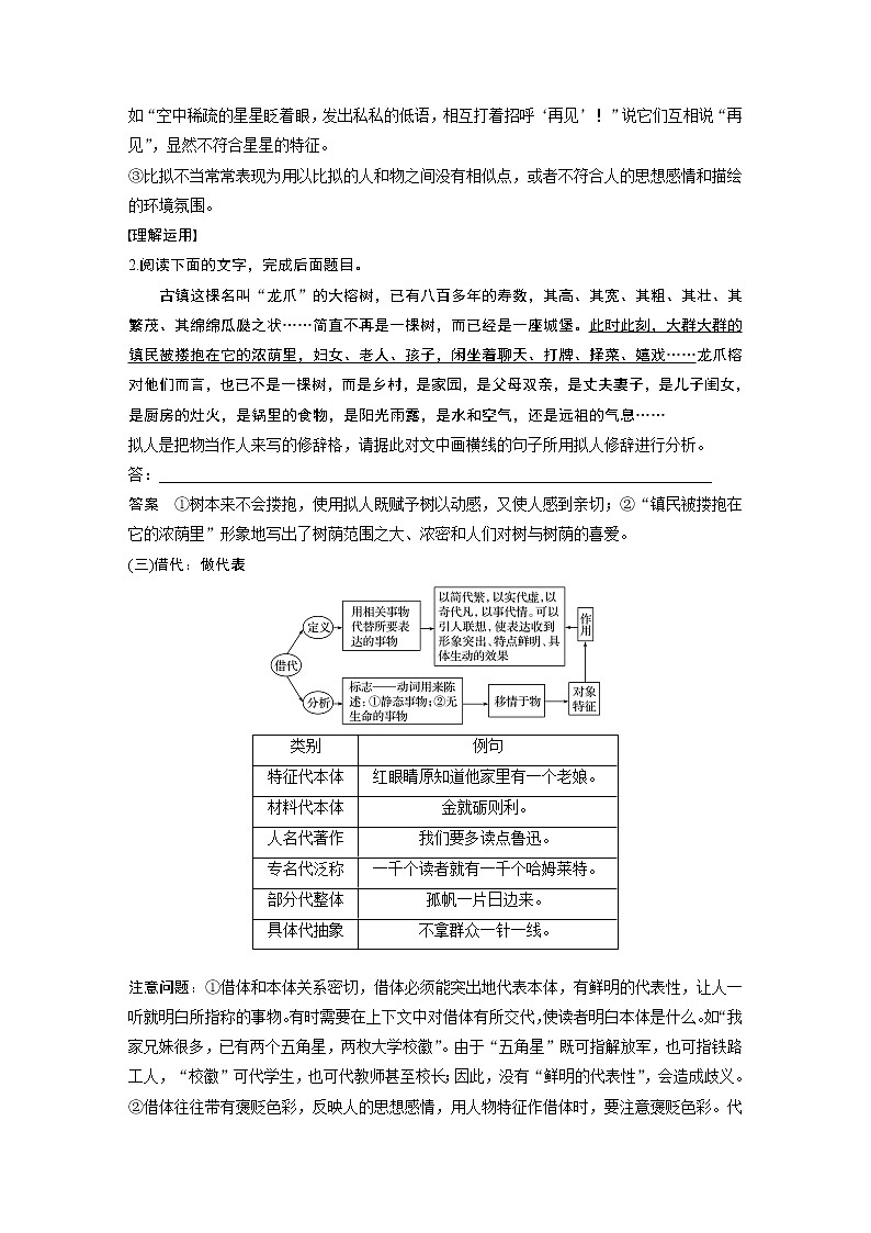 新高考语文第1部分 语言策略与技能 任务组一 任务四 抓住特点,分析作用,正确运用修辞手法第3页