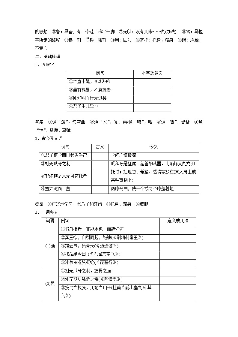新高考语文第2部分 教材文言文点线面 必修3 课文2 劝学第2页