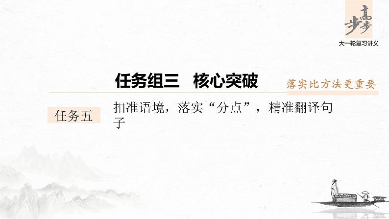 新高考语文第3部分 传统文化阅读 文言文(考点部分) 任务组三 任务五 扣准语境,落实“分点”,精准翻译句子课件PPT第1页