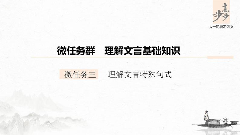 新高考语文第3部分 传统文化阅读 文言文(考点部分) 任务组三 微任务群 微任务三 理解文言特殊句式课件PPT第1页