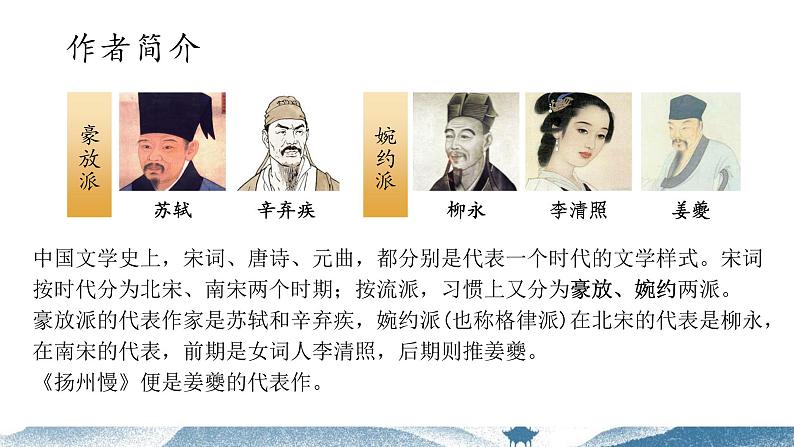 部编版高中语文选修下册第一单元4.2《扬州慢(淮左名都)》同步教学课件PPT第5页