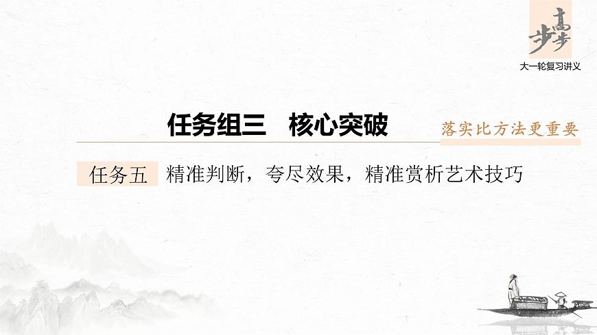 新高考語文第7部分 文學類文本閱讀 小說 任務組三 任務五 精準判斷，夸盡效果，精準賞析藝術技巧課件PPT第1頁