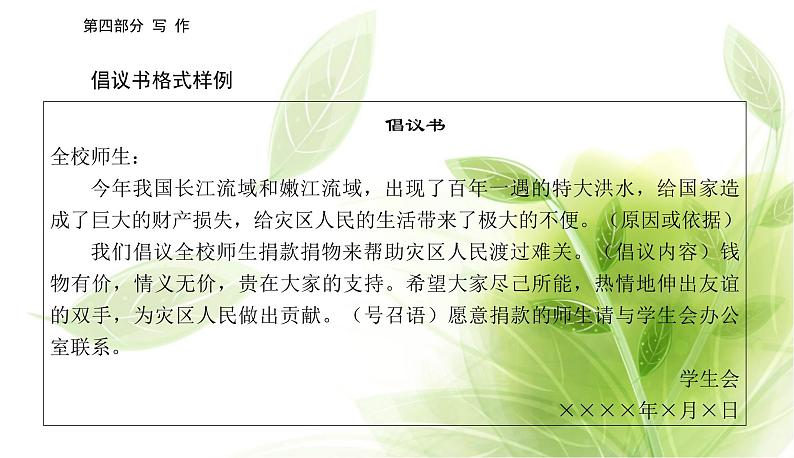 2023届高考语文二轮复习精准突破五应用文写作课件06