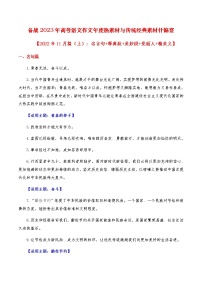 2023年高考作文硬核素材【2022年11月篇(上):名言句+释典故+美妙段+亮丽人+精美文】 -备战2023年高考语文作文年度热素材与传统经典素材什锦宴