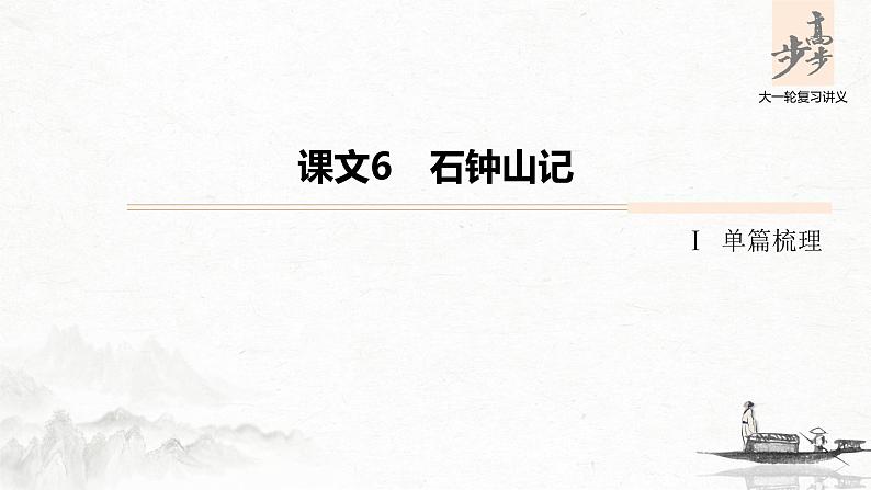 新高考语文第2部分 教材文言文点线面 选择性必修下册 Ⅰ 课文6 石钟山记课件PPT第1页