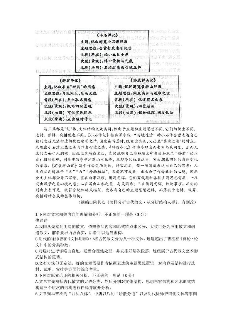 2023届内蒙古包头市高三二模考试语文试题第2页