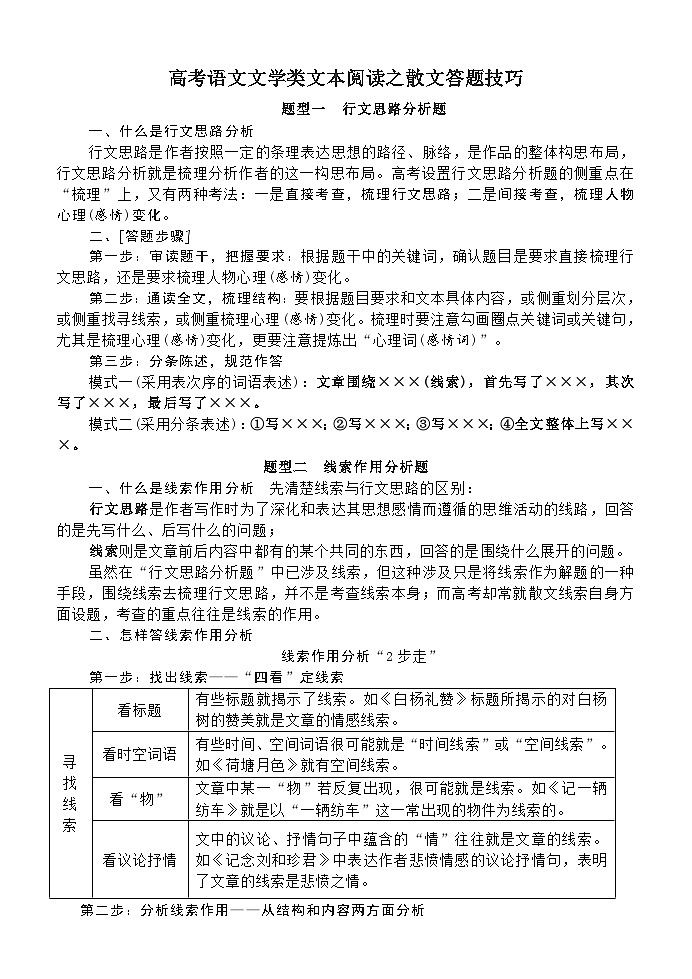 高考语文复习--散文阅读最简流程(答题技巧)第1页
