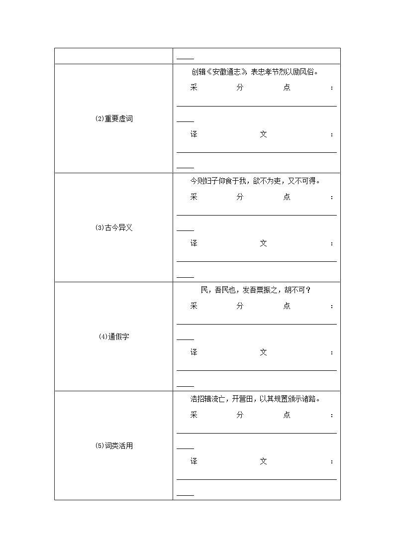 统考版2023届高考语文全程一轮复习第二部分古代诗文阅读专题三文言文阅读学案三综合运用“必备知识”提升解题“关键能力”题型四文言语句翻译第2页