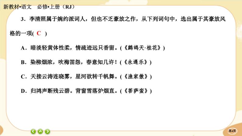 9《念奴娇•赤壁怀古》《永遇乐·京口北固亭怀古》《声声慢（寻寻觅觅）》同步练习课件PPT04