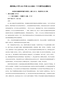 四川省绵阳市南山中学2022-2023学年高一语文下学期期中试题（Word版附解析）