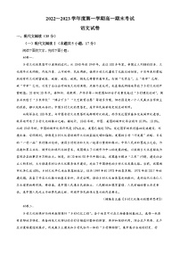 精品解析：安徽省滁州市定远县部分校2022-2023学年高一上学期期末语文试题（解析版）
