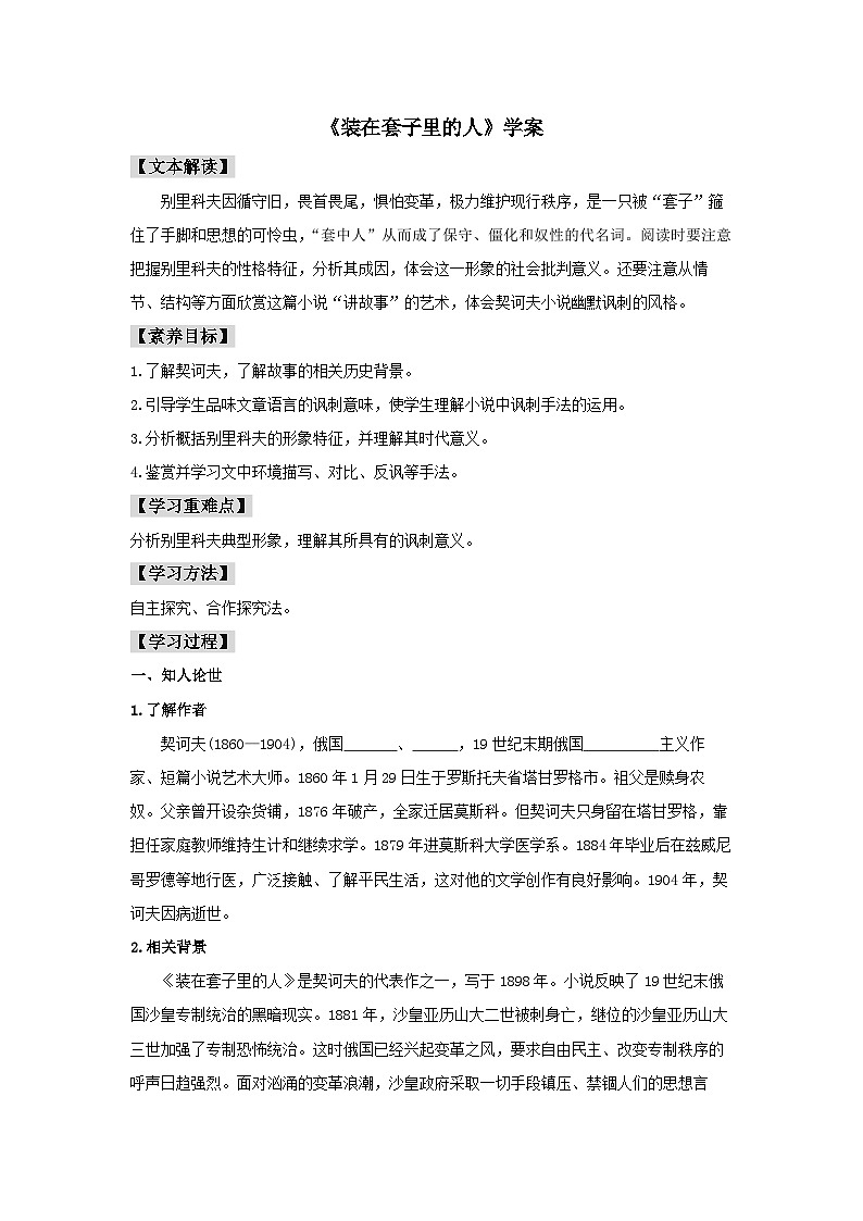 13.2 《装在套子里的人》(学案)01
