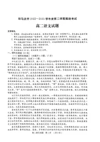 河南省驻马店市2022-2023高二下学期期末语文试卷+答案