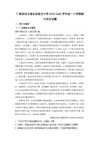 广西钦州市浦北县浦北中学2022-2023学年高一上学期期中语文试题（解析版）