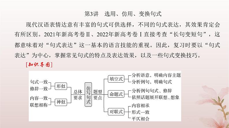 2024届高考语文一轮总复习第三部分语言文字运用板块一语言文字运用Ⅰ第3讲选用仿用变换句式课件第3页