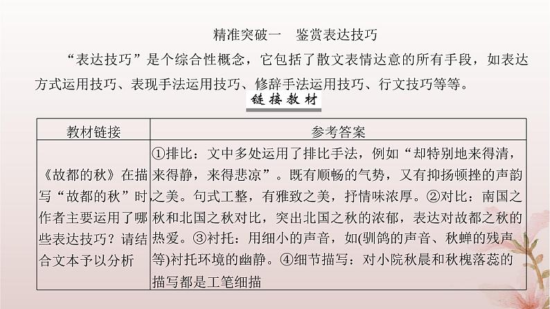 2024届高考语文一轮总复习第一部分现代文阅读板块二现代文阅读Ⅱ__文学类文本阅读专题二散文阅读第5讲鉴赏散文技巧与语言特色课件05