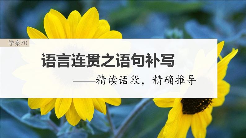 高考语文一轮复习-- 语言表达 课时70 语言连贯之语句补写——精读语段,精确推导(精品课件)第2页