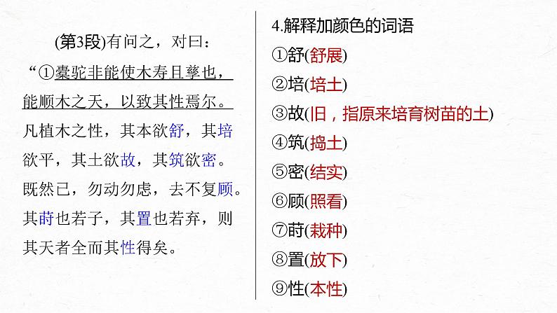 高考语文一轮复习--选择性必修下冊(二) 单篇梳理 基础积累 课文5 种树郭橐驼传(精品课件)第7页
